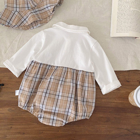 Baby outfit with checkered romper, shirt, and hat BY CrazyToes