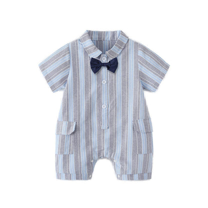 Little Sir Striped Bow-Tie Romper