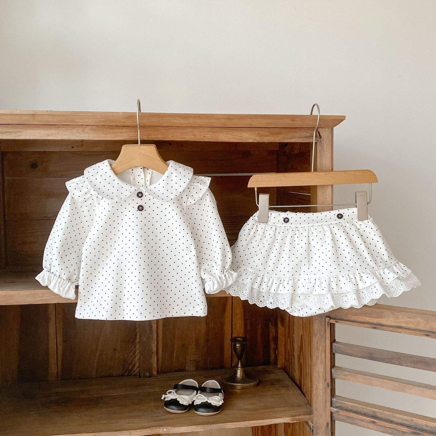 White polka dot dress and skirt set by CrazyToes