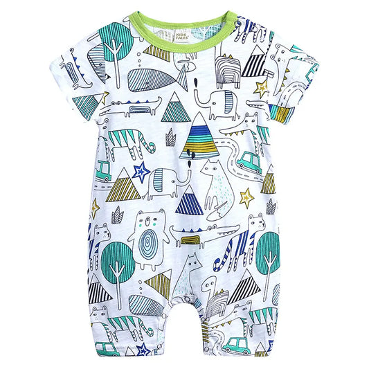 Nature's Whisper Romper: Pure Cotton with Whimsical Prints