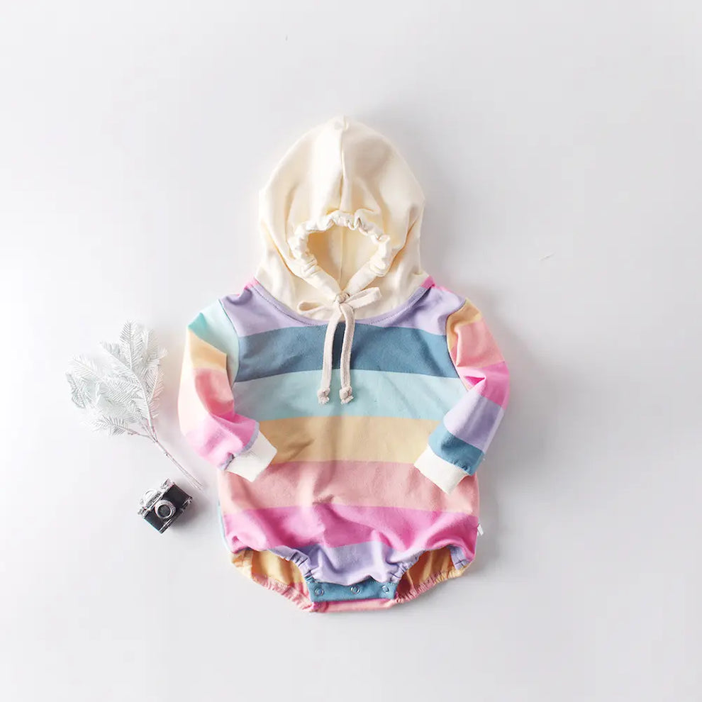 Discover Bliss: Newborn Rainbow Romper in Soft 100% Cotton Snap