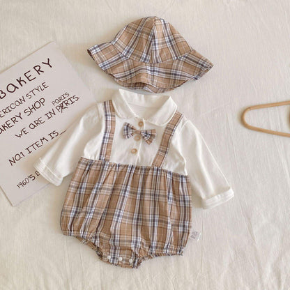Baby outfit with checkered romper, shirt, and hat BY CrazyToes