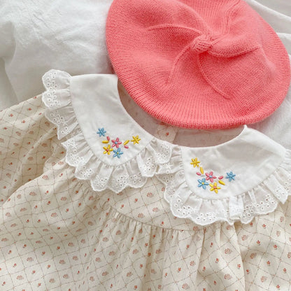 100% Cotton Weaved with Embroidered Collar Romper for Infants