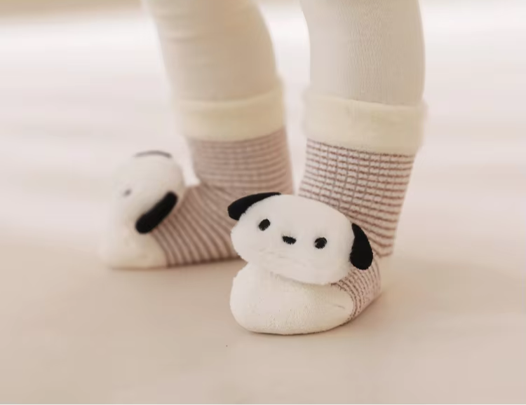 Thickened Fleece Winter Socks for babies: White Pup