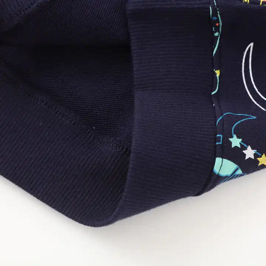Trendy and Colorful Navy Blue Spring Autumn Printed Sweatshirt