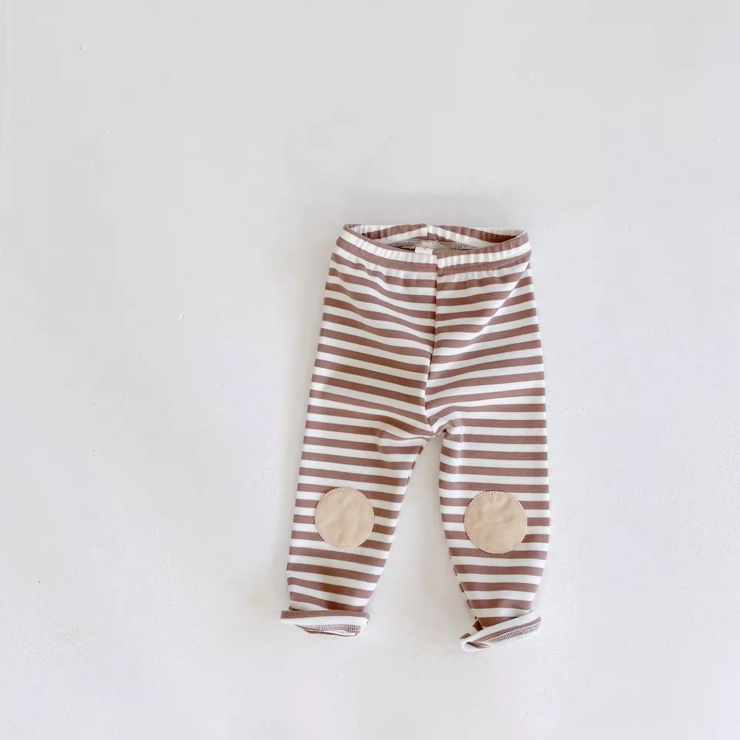 Striped Cotton Baby Leggings with Patch Detail | Soft Stretch Pants for Infants