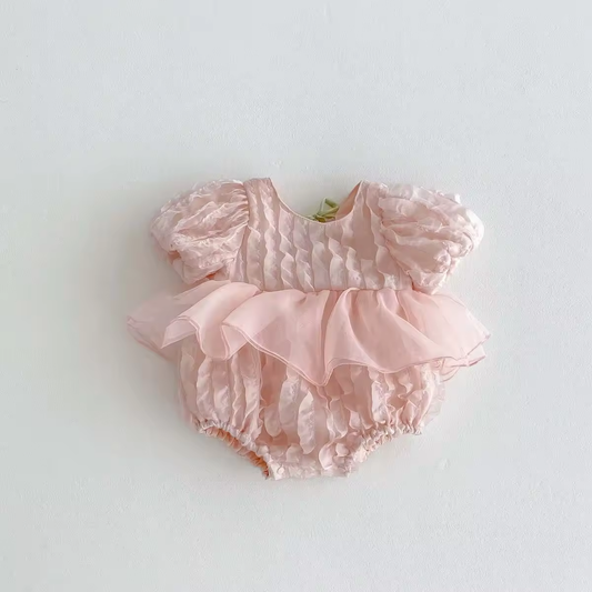 Pink Petal Ruffle Baby Romper