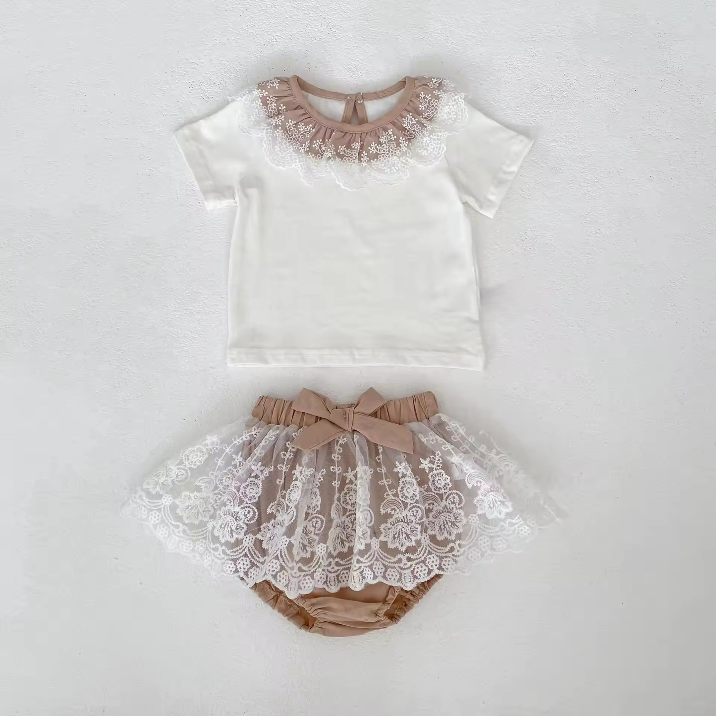 Biscuit & Bloom Lace Collar Top & Bloomer Set