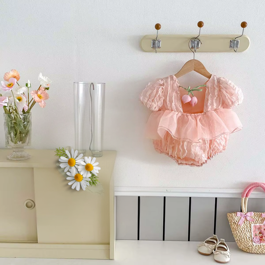 Pink Petal Ruffle Baby Romper