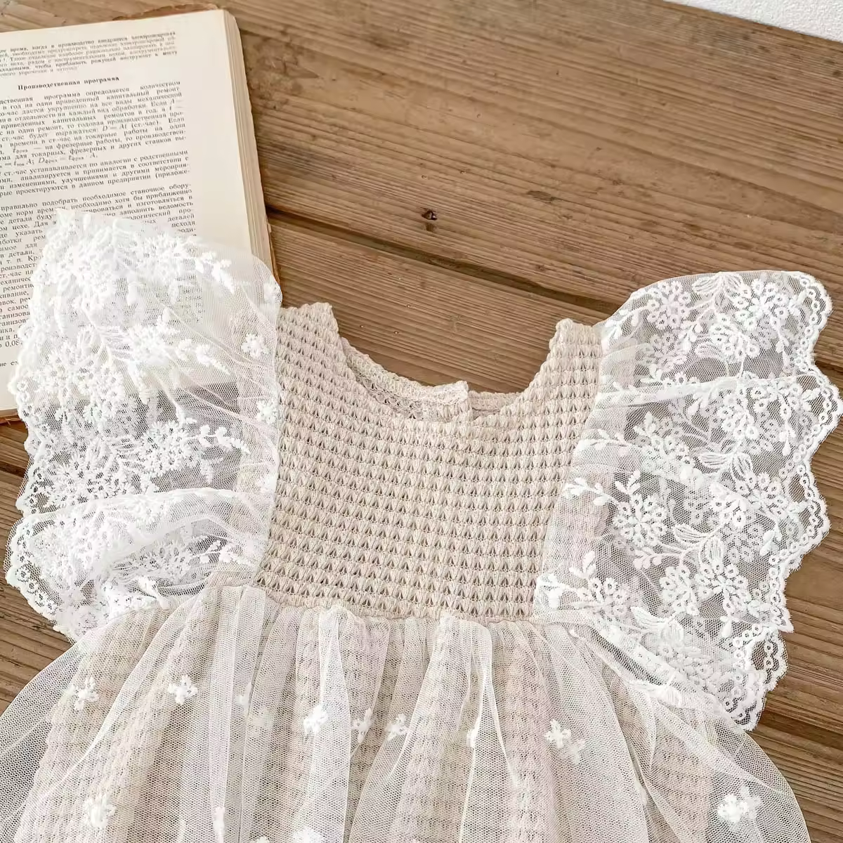 Summer Chic: Waffle Lace Romper Frock for Baby Girls