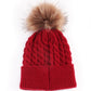 Thick Winter Baby Beanie Hats – Cable Knit with big Fur Pom-Pom