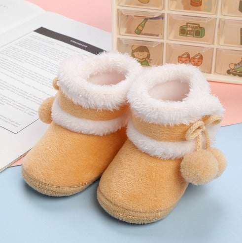 Warm Fur shoes for babies with Pom Pom