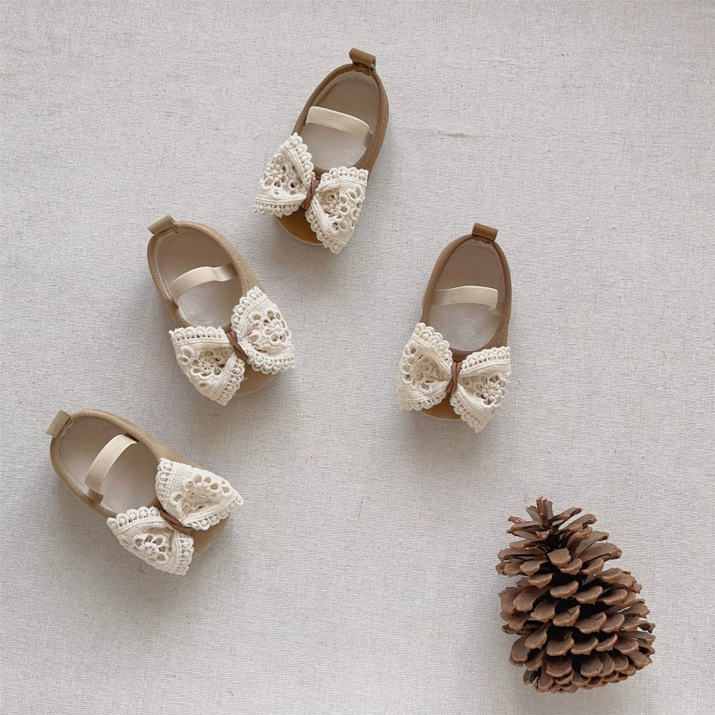 Girls Shoes with Lace Bow – Soft, Non-Slip & Cute