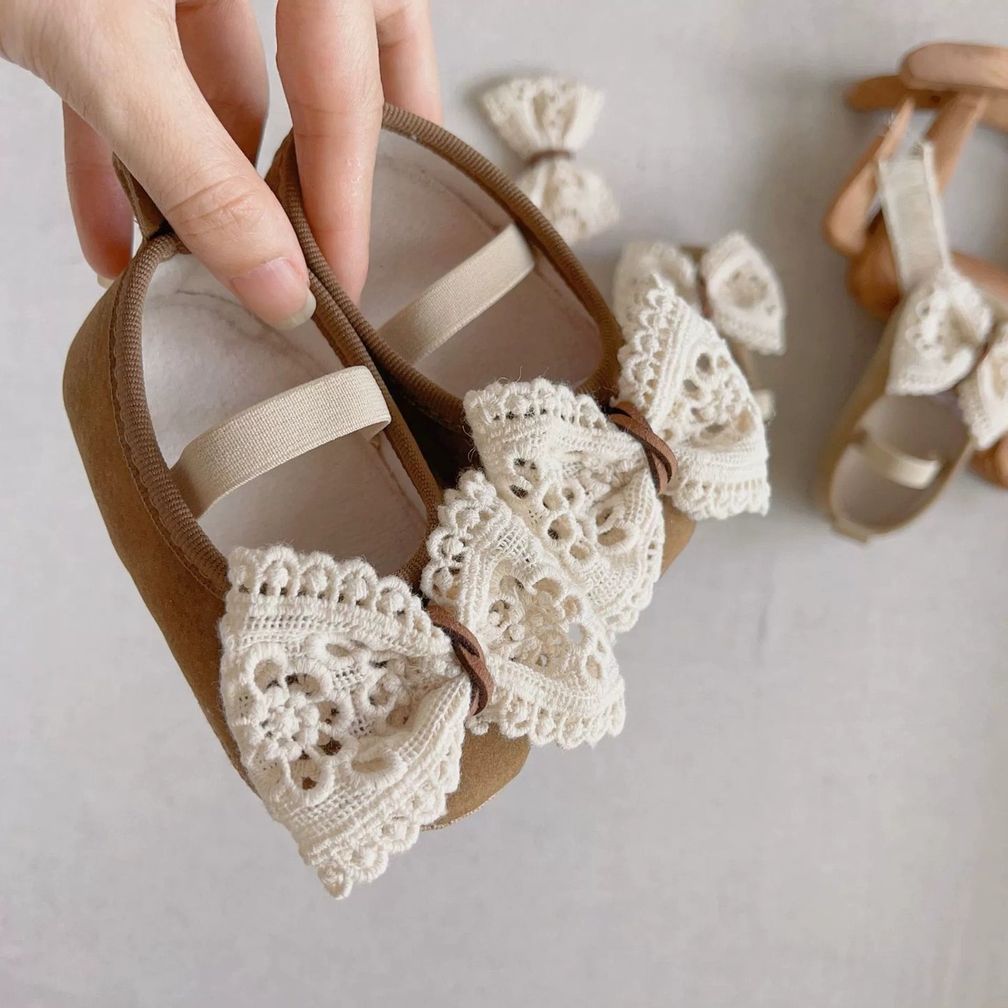 Girls Shoes with Lace Bow – Soft, Non-Slip & Cute