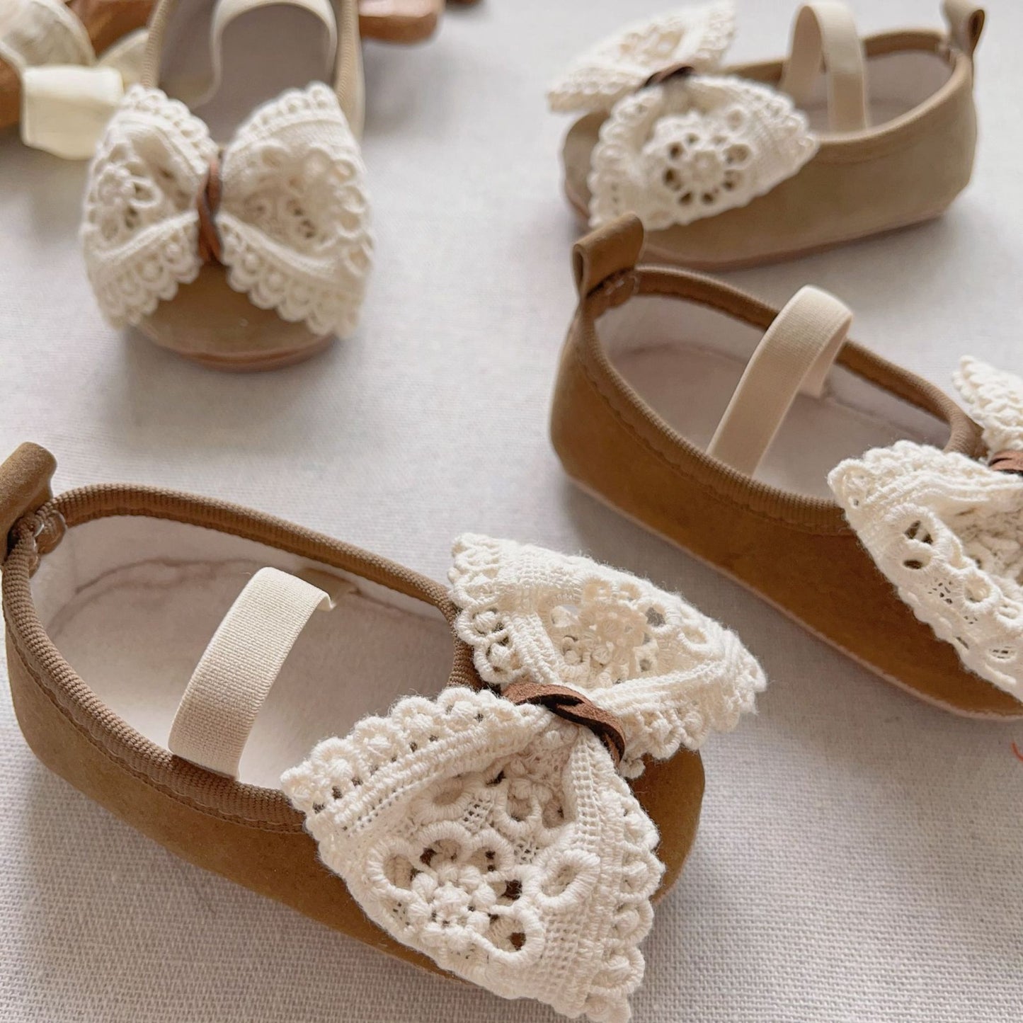 Girls Shoes with Lace Bow – Soft, Non-Slip & Cute