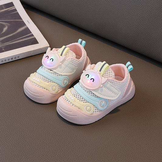 Kids Mesh Shoes with LED Lights - Pink