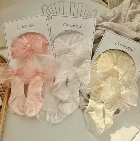 Royale Bow Baby Gift Set – Luxury Cap & Socks Duo
