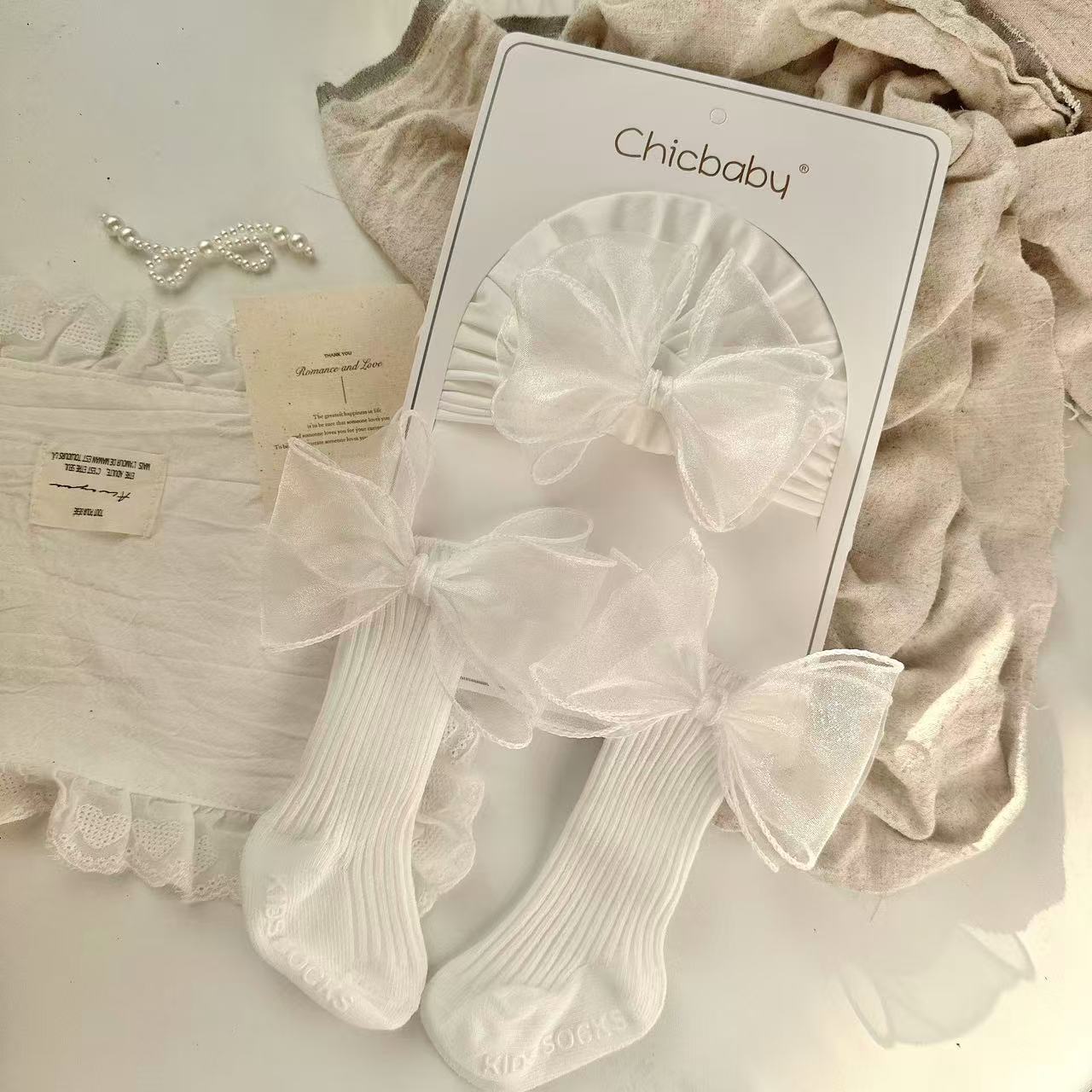 Royale Bow Baby Gift Set – Luxury Cap & Socks Duo