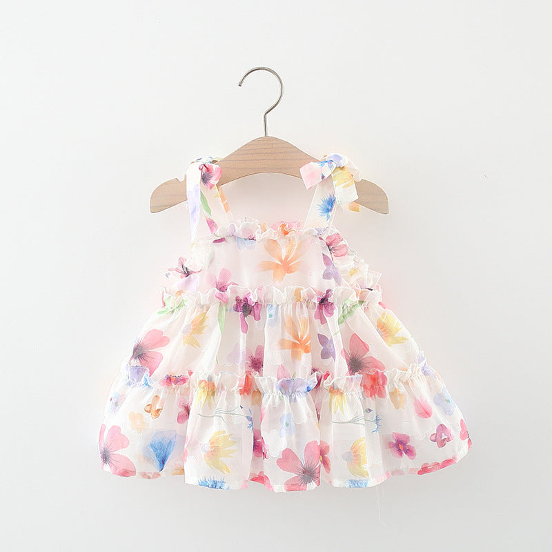 Colorful floral dress on a hanger from Crazy Toes