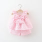 baby girl pink flutter sleeve top shorts set heart print