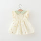 Floral Embroidered Baby Girl Dress with Peter Pan Collar & Bows