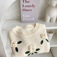 Adorable Newborn Knitted Cardigan with Woven Roses - Perfect for Winter Warmth