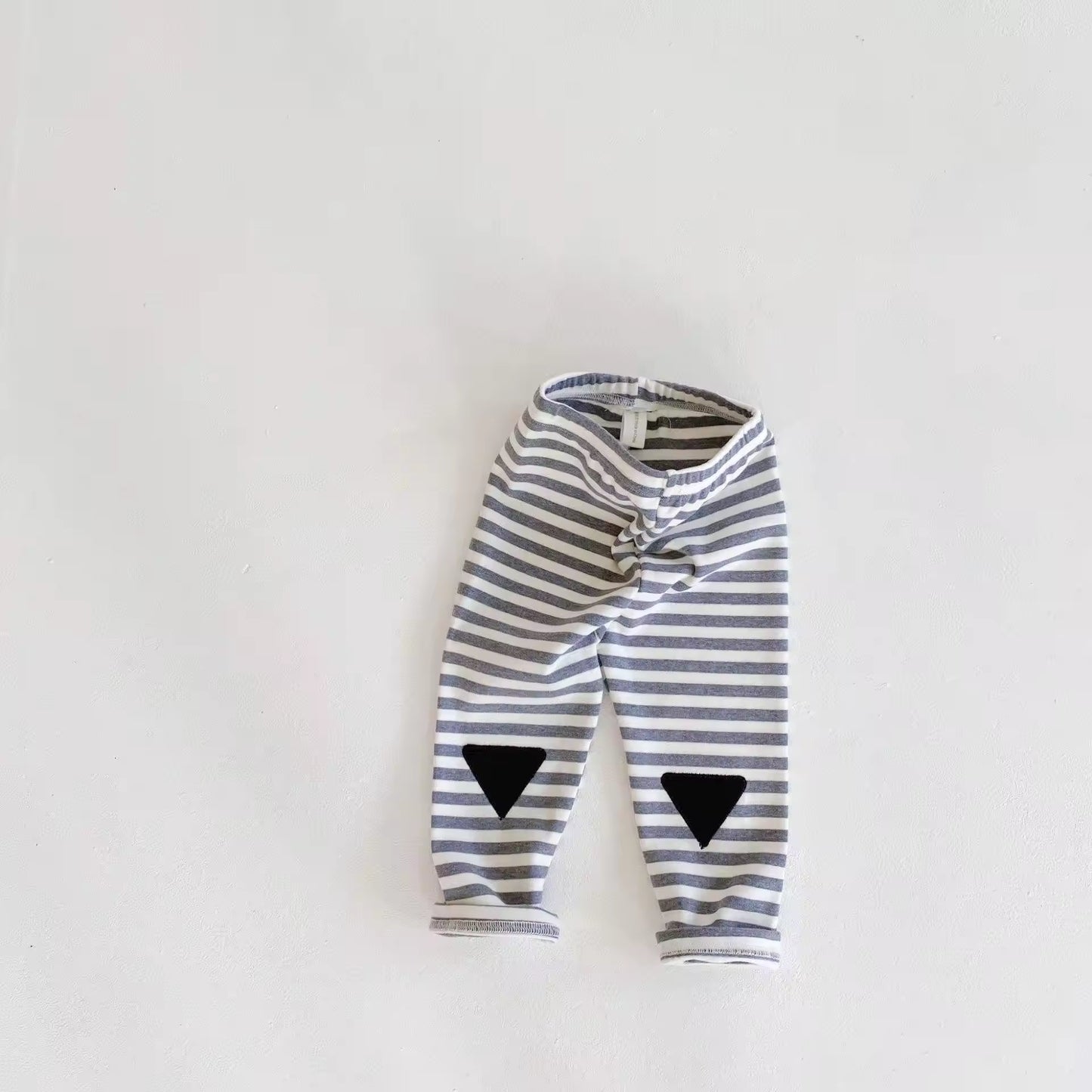 Striped Cotton Baby Leggings with Patch Detail | Soft Stretch Pants for Infants