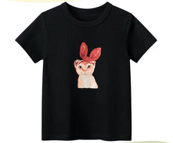100% Cotton Short Sleeve Tops Black Round Neck Kids Baby Girl T Shirt - Crazy Toes ®