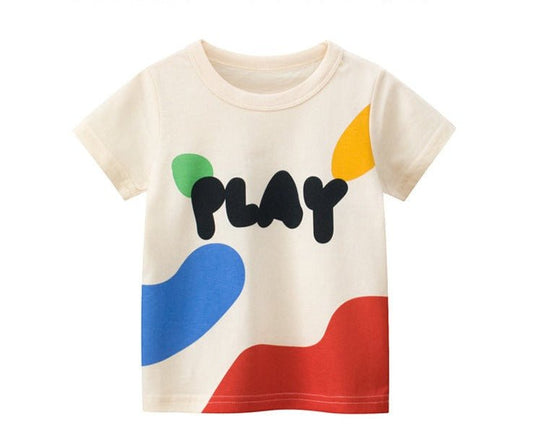 Beige Color Cute Playful T Shirts - Pure Cotton Girls Short Sleeves T Shirts - Crazy Toes ®