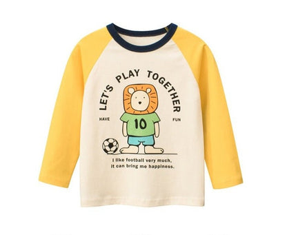 Boys New Design Long Sleeve Kids T Shirt: Playful Football Fun - Crazy Toes ®