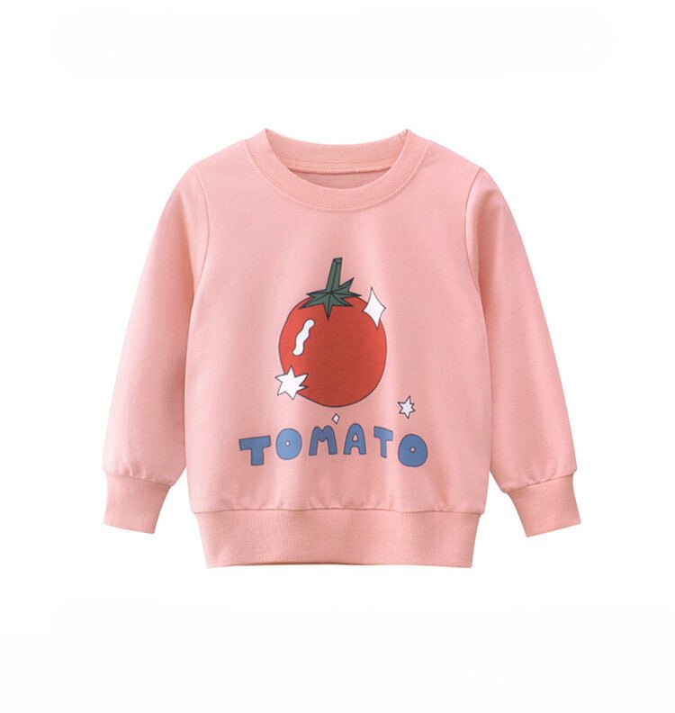 Full Sleeve Tops - Cute Tomato Cotton Sweatshirt Girls' - Crazy Toes ®