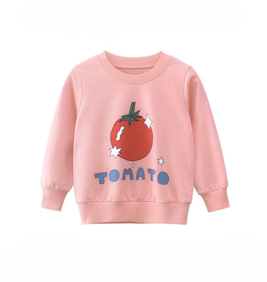 Full Sleeve Tops - Cute Tomato Cotton Sweatshirt Girls' - Crazy Toes ®